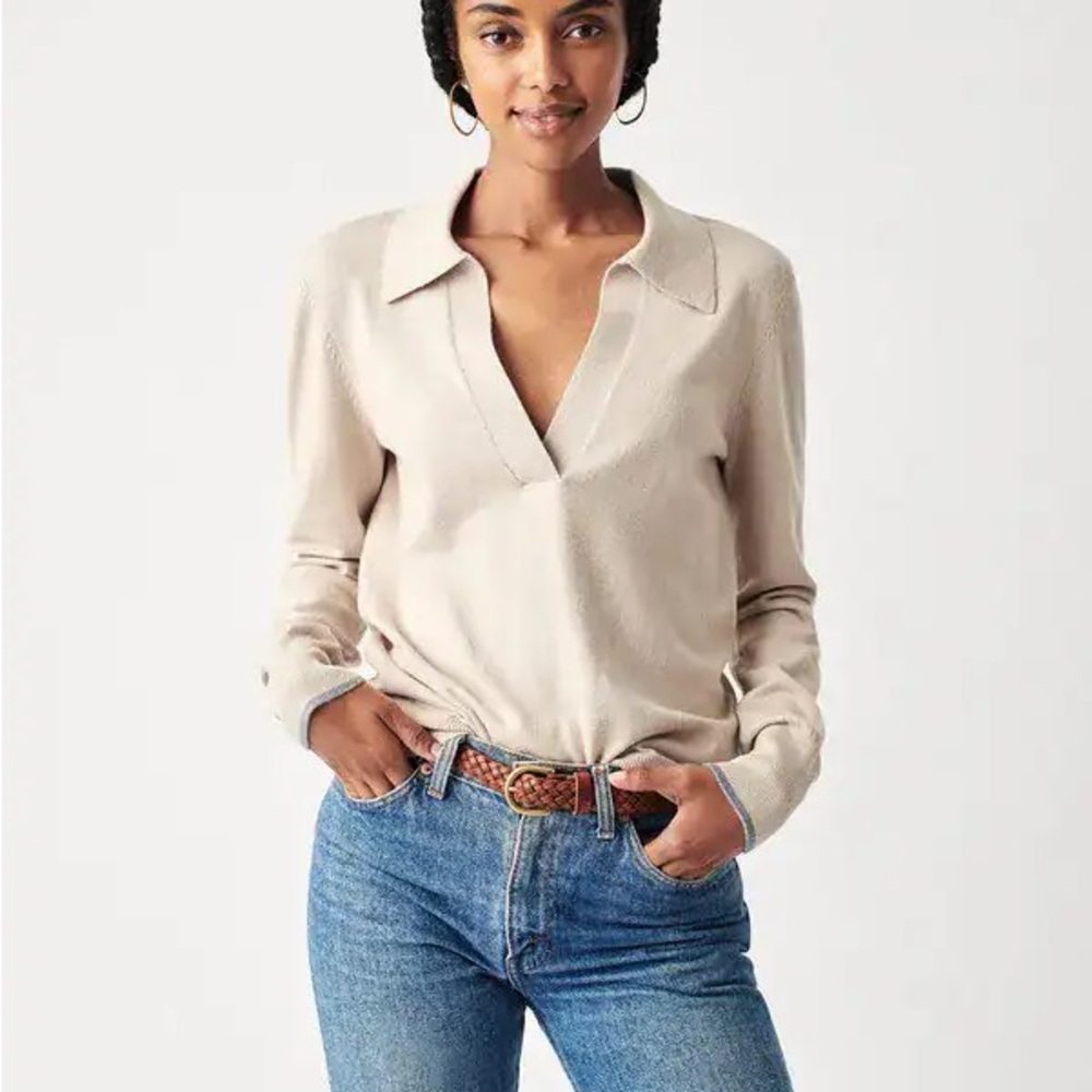 Faherty Organic Cotton Kona Polo Sweater Beige